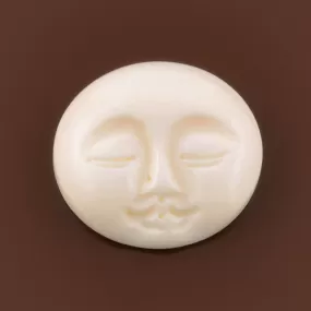 Carved Pendants-20mm Tiny Round Face Cabochon/Pendant-Bone-White-Quantity 1