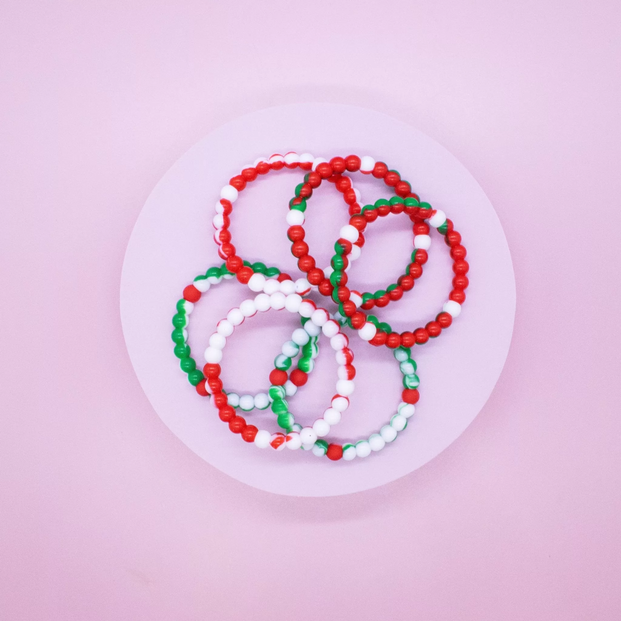 Christmas Beaded Bubble Bracelets - 6 Pack