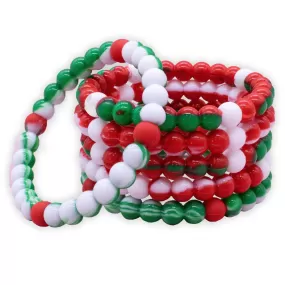 Christmas Beaded Bubble Bracelets - 6 Pack