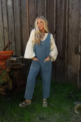 City Sunrise Denim Overalls - Denim