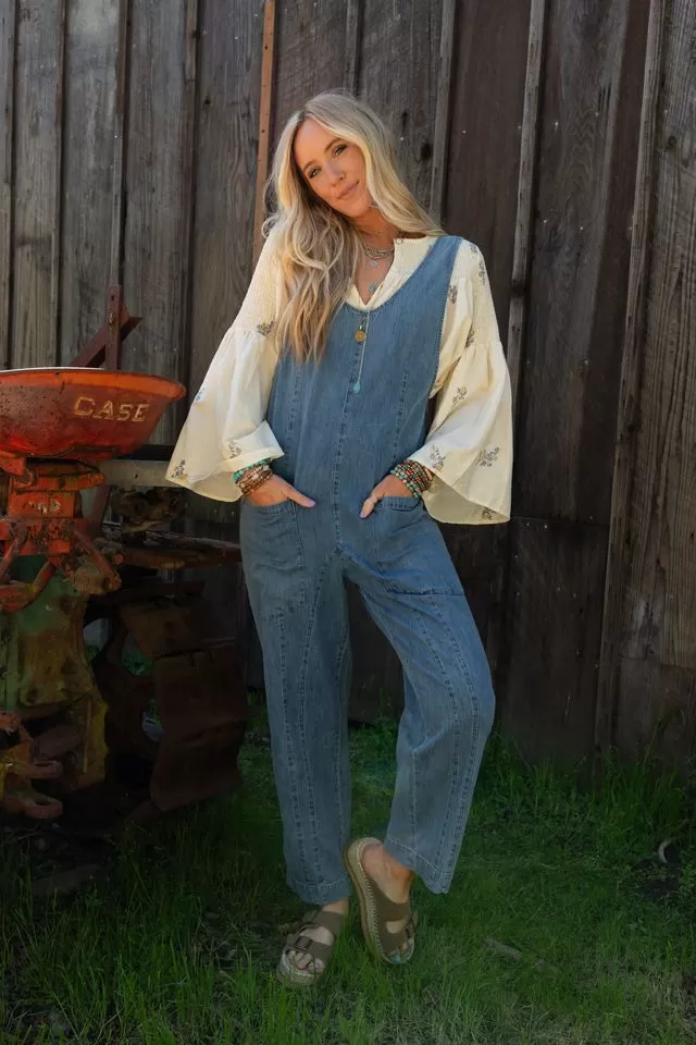 City Sunrise Denim Overalls - Denim