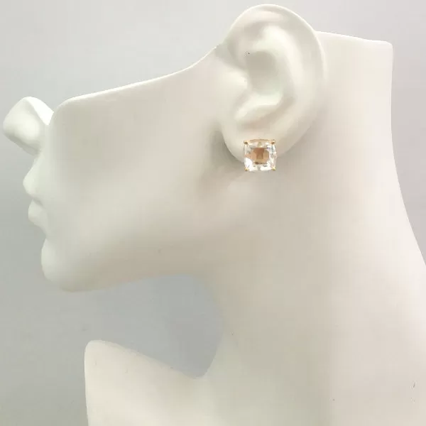 Clear Quartz Stud with Amethyst, Citrine and Clear Quartz Twinset Earrings