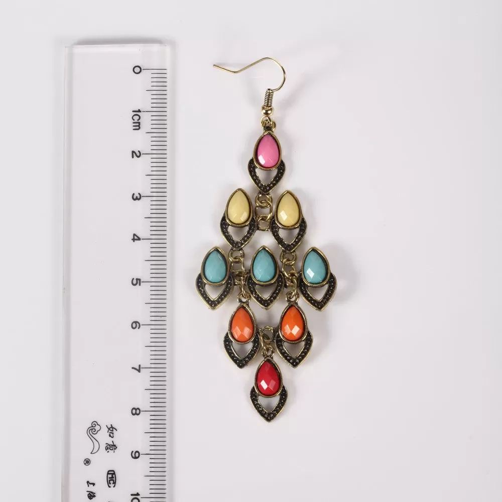 Colourful Rhombus Shaped Drop  Dangle Earring