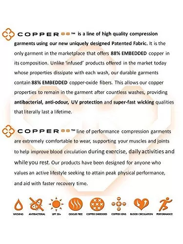 Copper 88 Men's Knee High Compression Socks 8-11 US