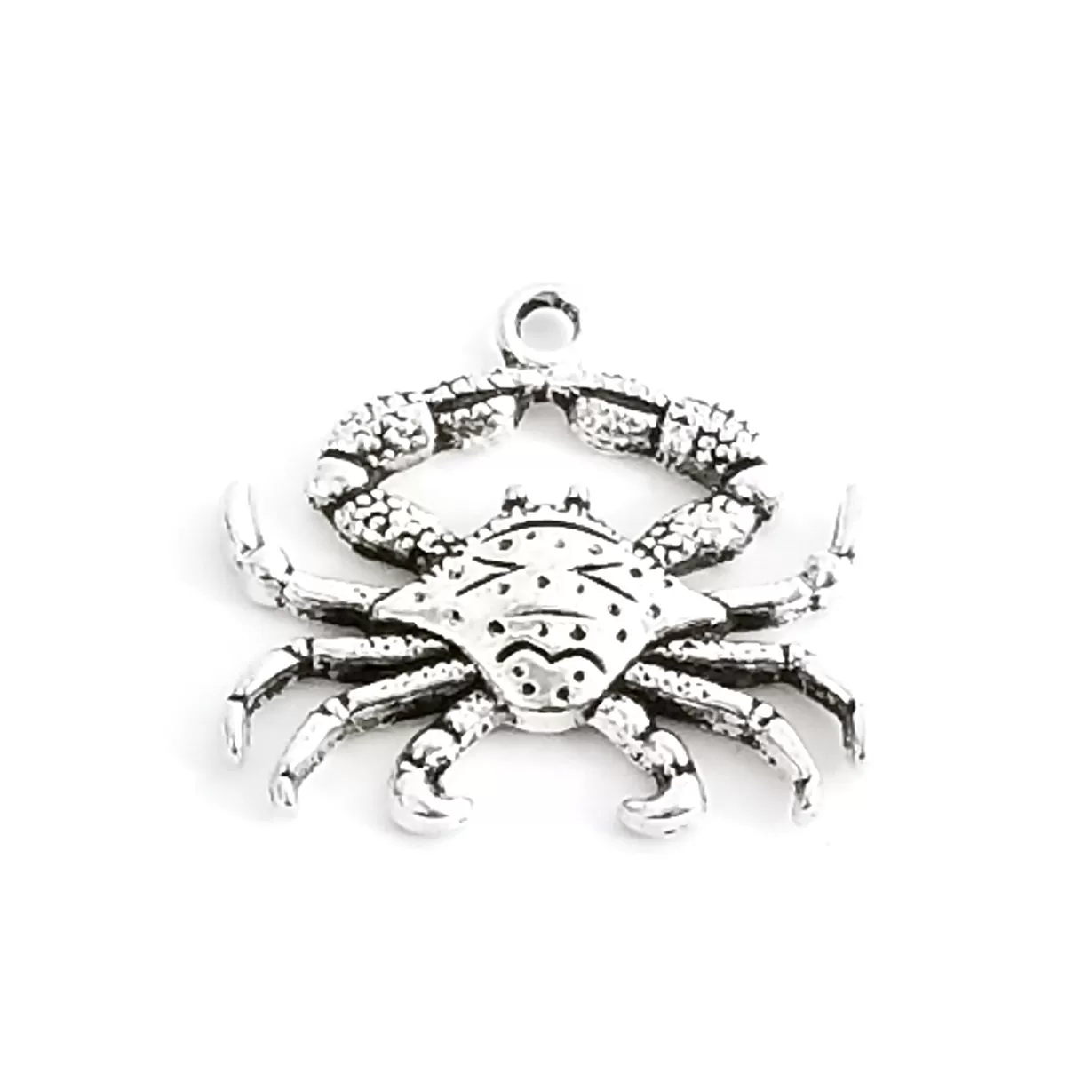 Crab Pendant Charms, Antique Silver Pewter, Lead Free, 23x24mm, Lot Size 12, #1243