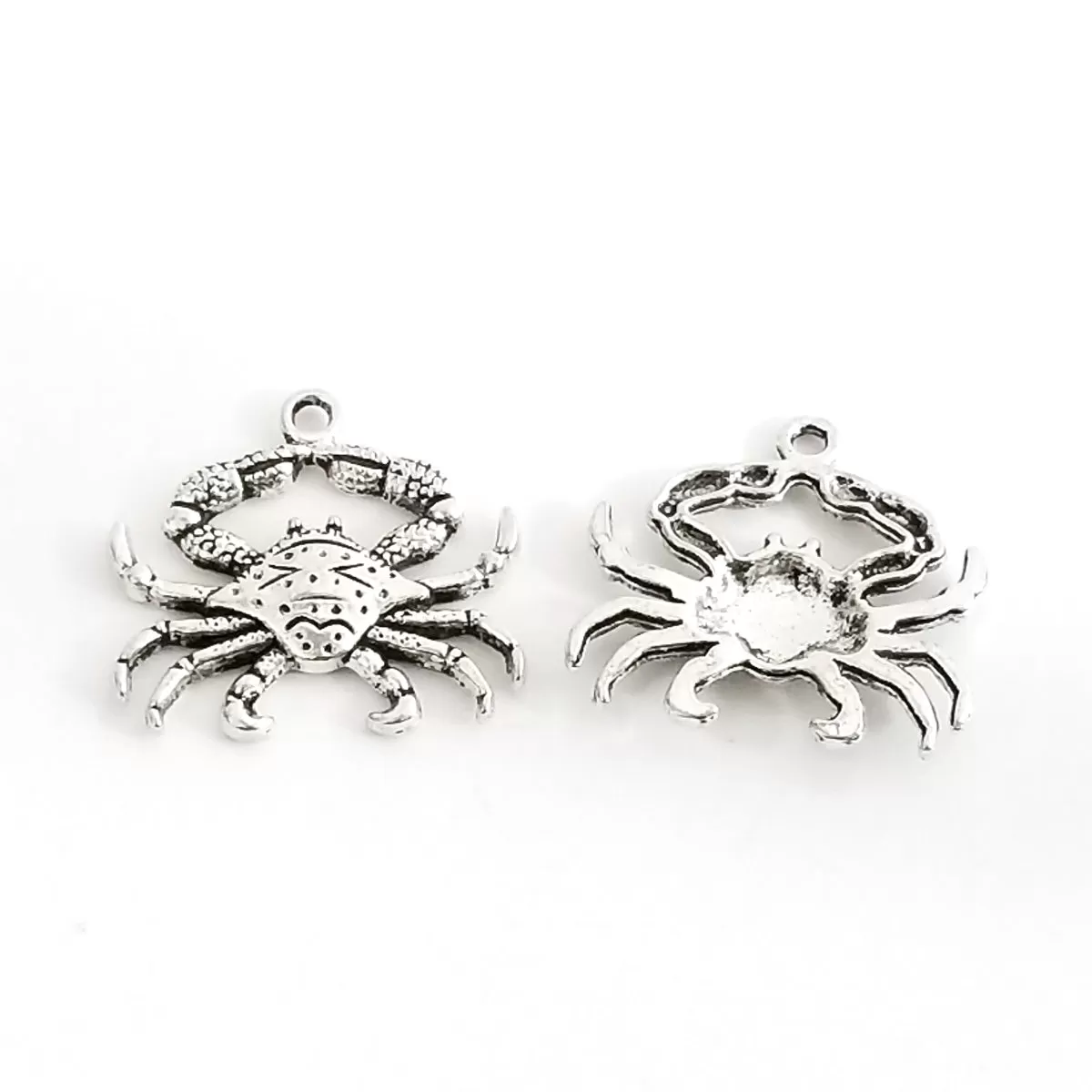 Crab Pendant Charms, Antique Silver Pewter, Lead Free, 23x24mm, Lot Size 12, #1243