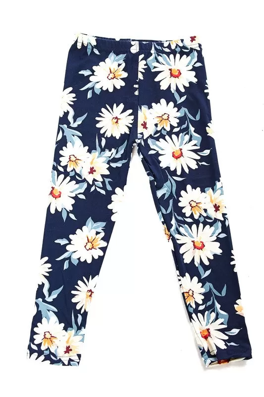 Daisy Print Brushed Leggings - Kids