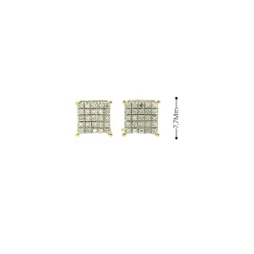 Diamond 0.15Ctw Square Shaped Earrings