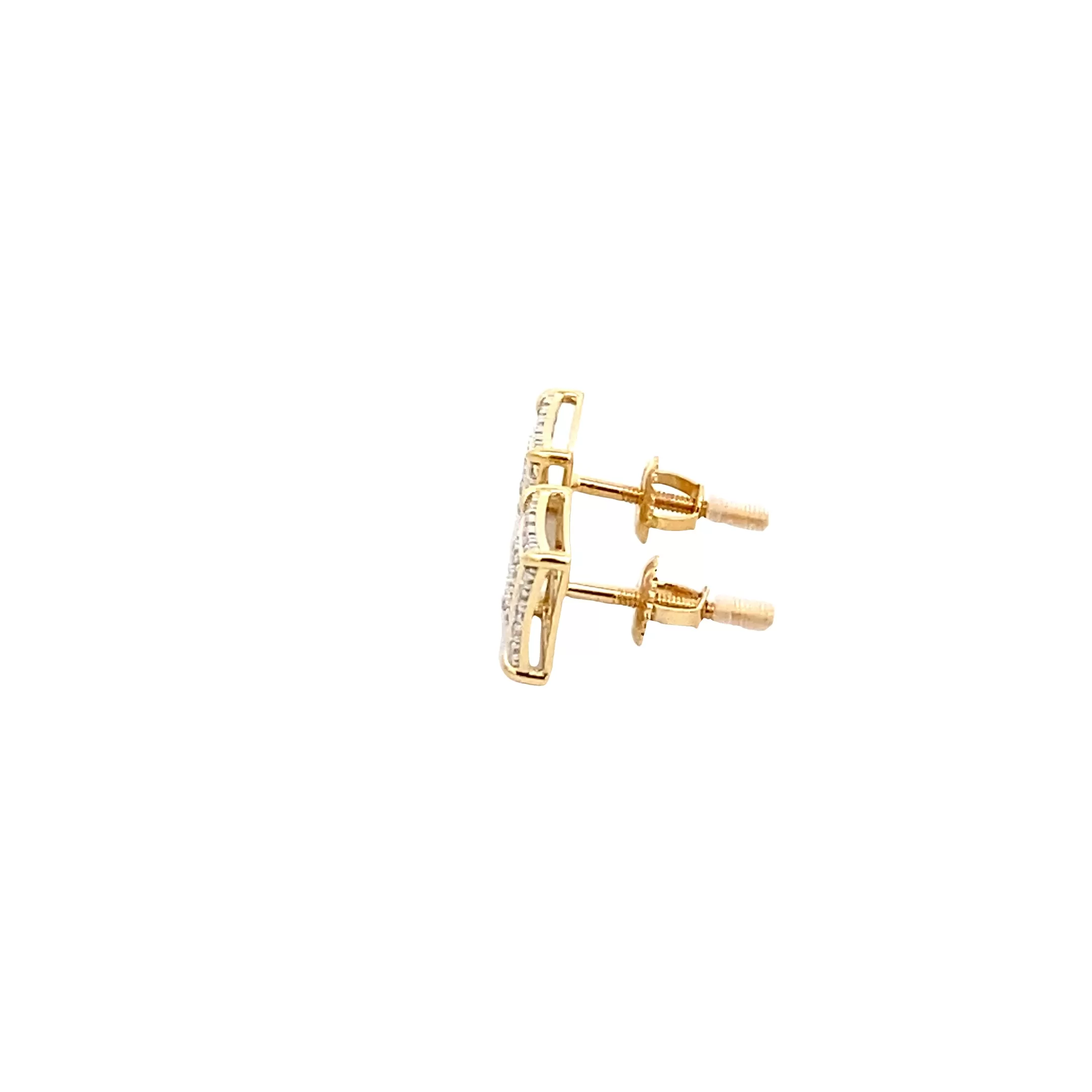 Diamond 0.25Ctw Square Shaped Earring With Gold Strip