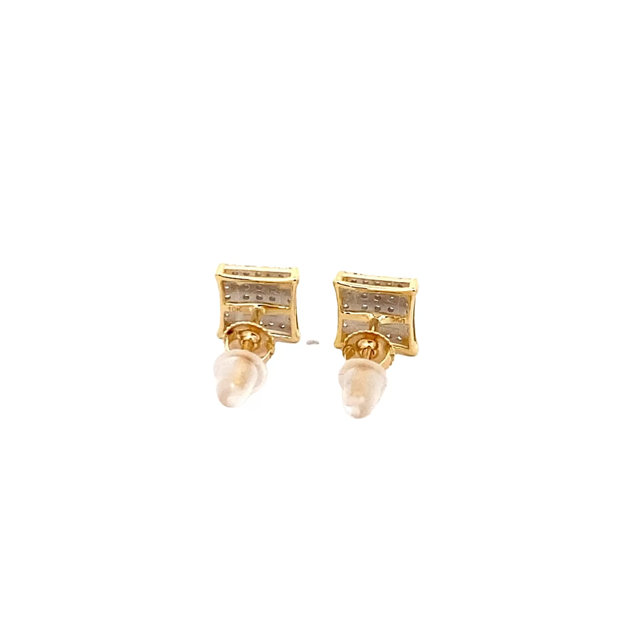 Diamond 0.25Ctw Square Shaped Earring With Gold Strip