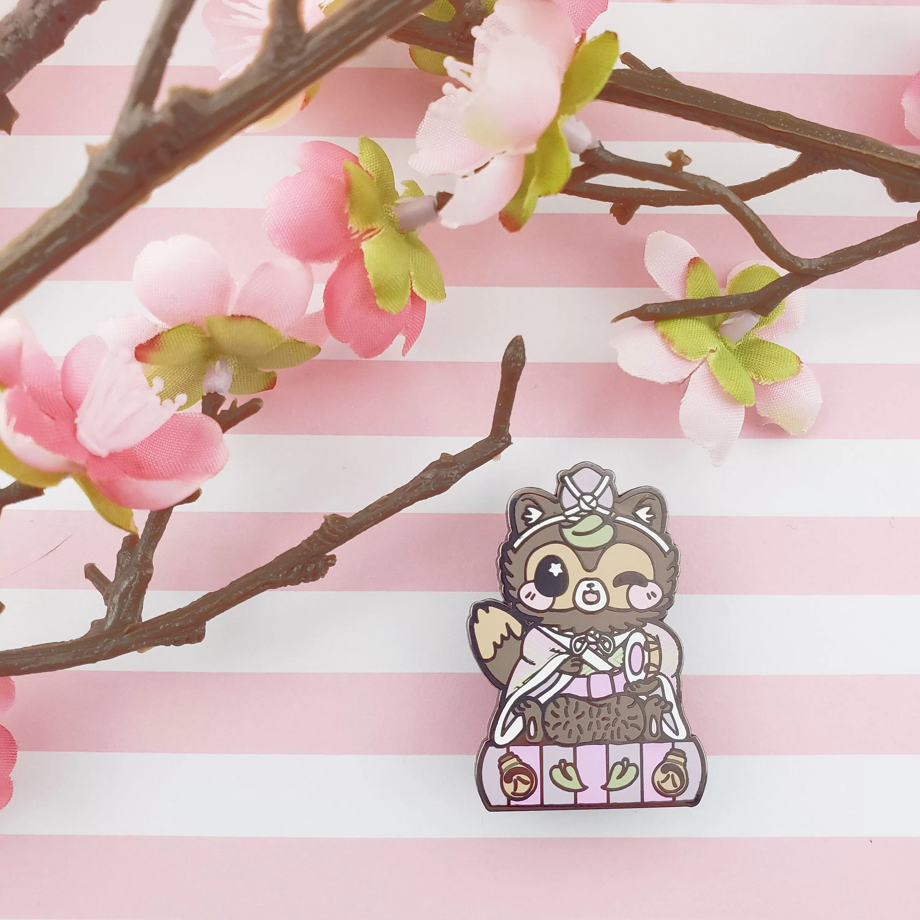 Drummer Tanuki: Girl's Day Animal Enamel Pins