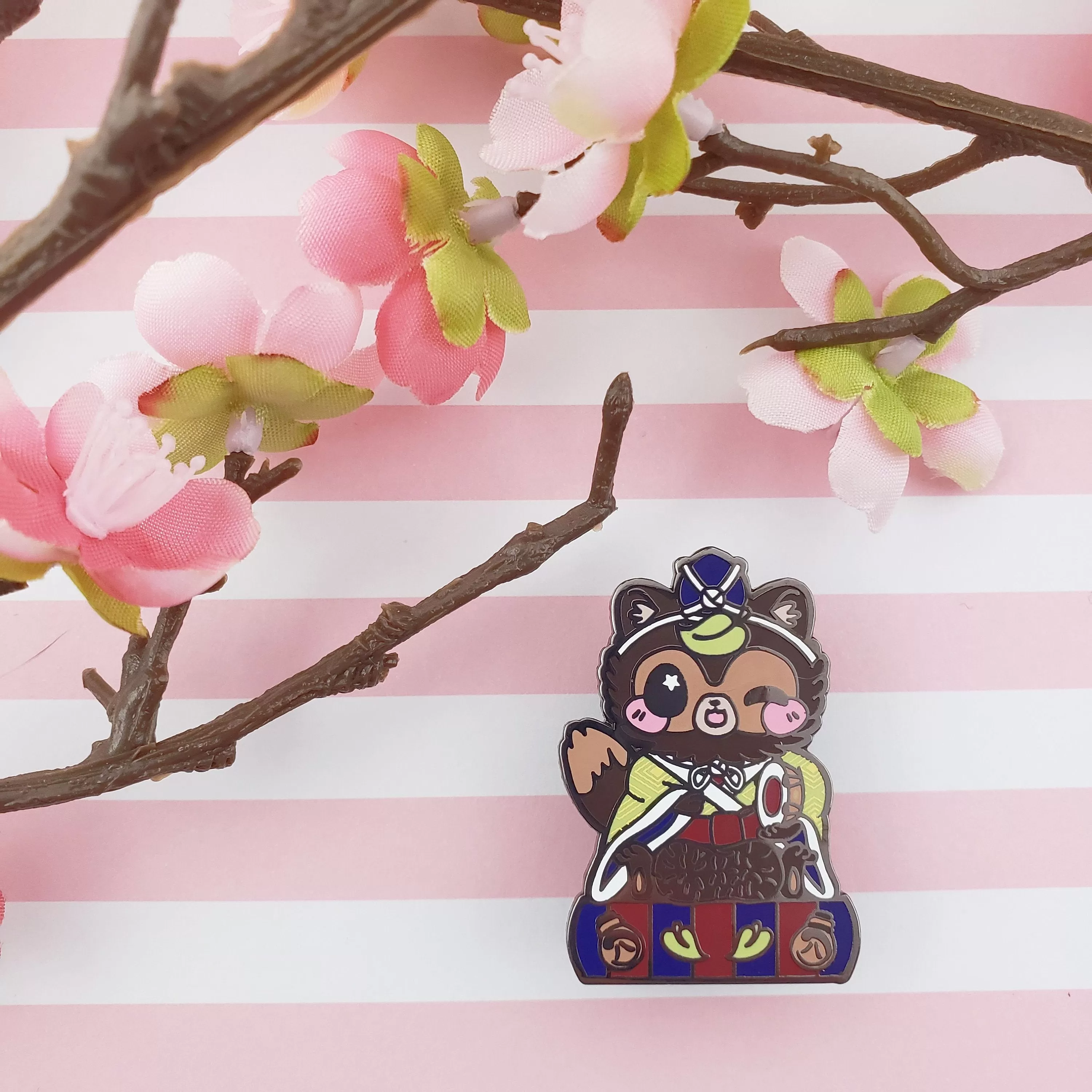 Drummer Tanuki: Girl's Day Animal Enamel Pins