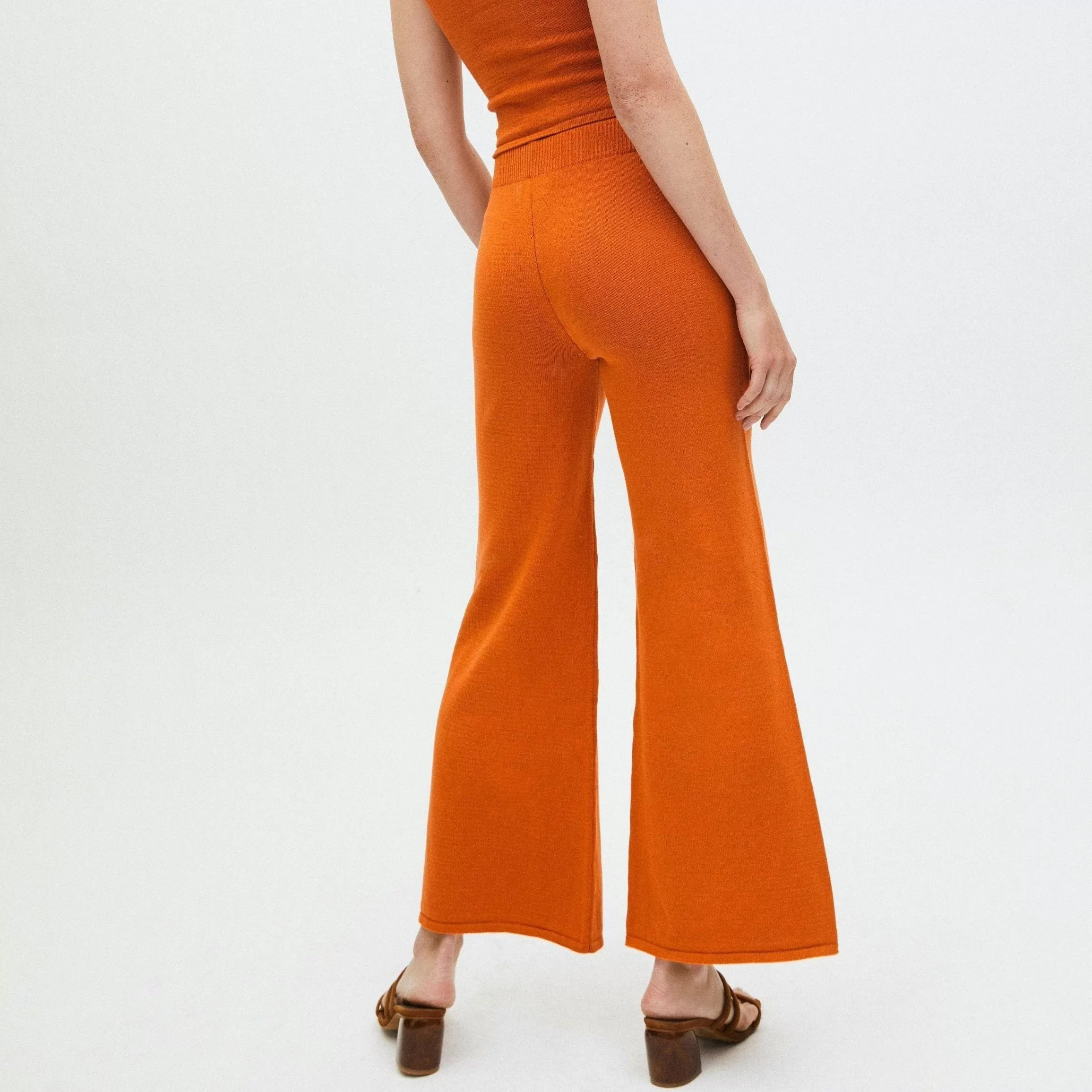 Easy Wide Knit Pants Clementine Orange