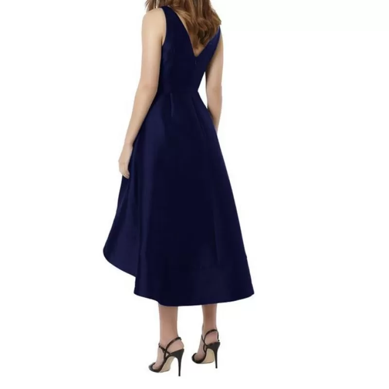 Elegant Midi V-neck A-line Bridesmaid Dress