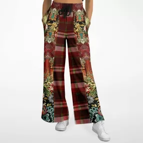 English Rose Plaid Eco-Poly Stretchy Phat Bellbottoms