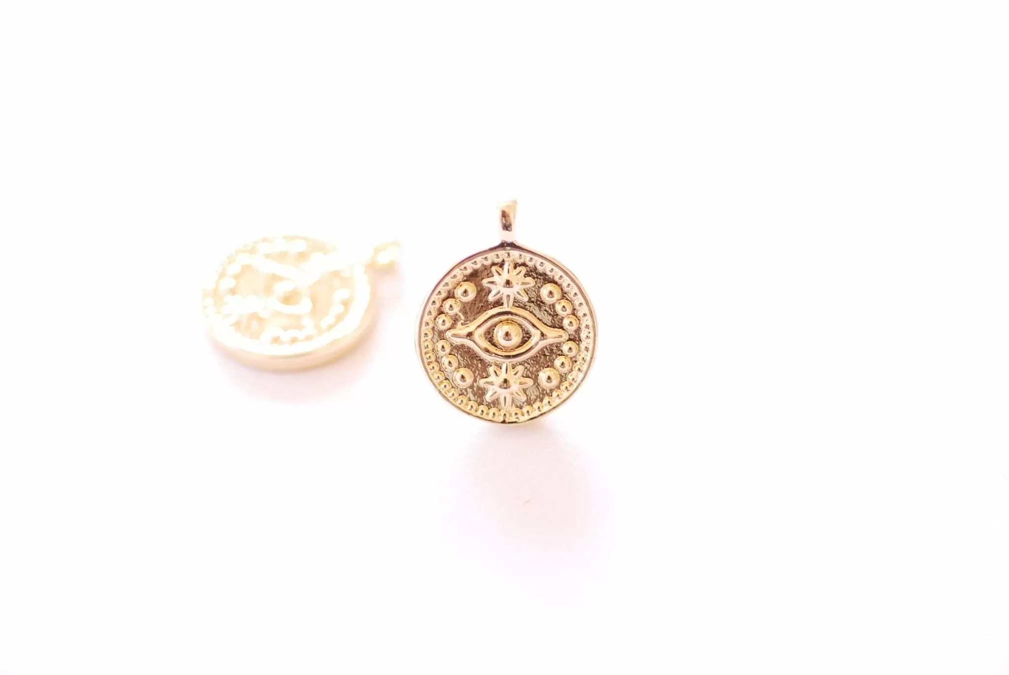 Evil Eye Wholesale Round Circle Disc Charm - Eye of Ra Yoga Ohm Meditation Hamsa HarperCrown Pendants B266