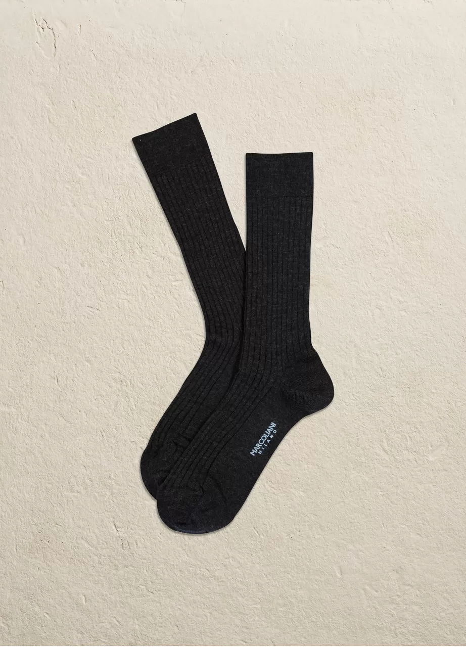 Extrafine Merino Ribbed Dress Sock Mid Calf MAR2740T