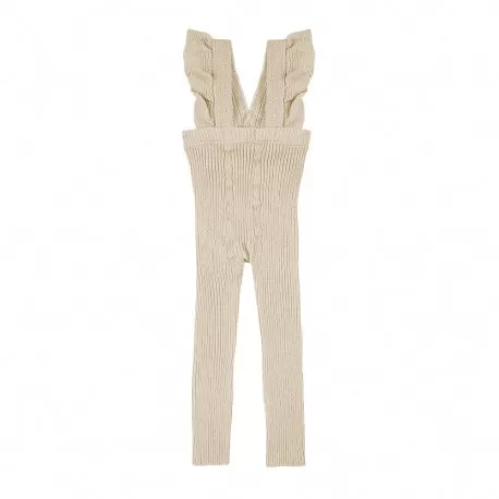 FLOUNCED SUSPENDER COTTON LEGGINGS LINEN