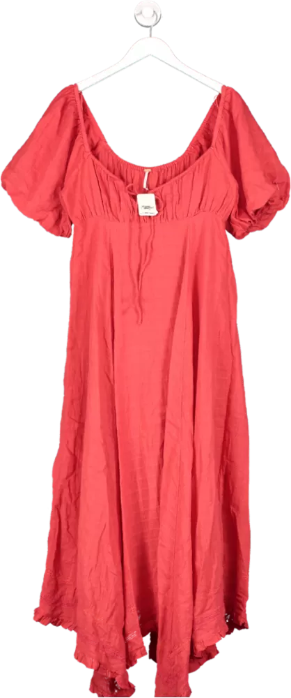 Free People Red On My Level Maxi Dress UK M