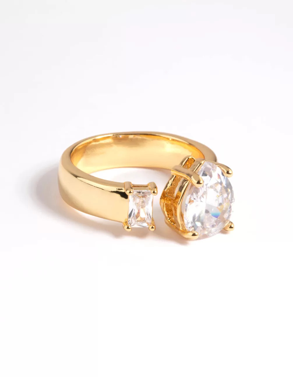 Gold Plated Cubic Zirconia Emerald Cut Ring