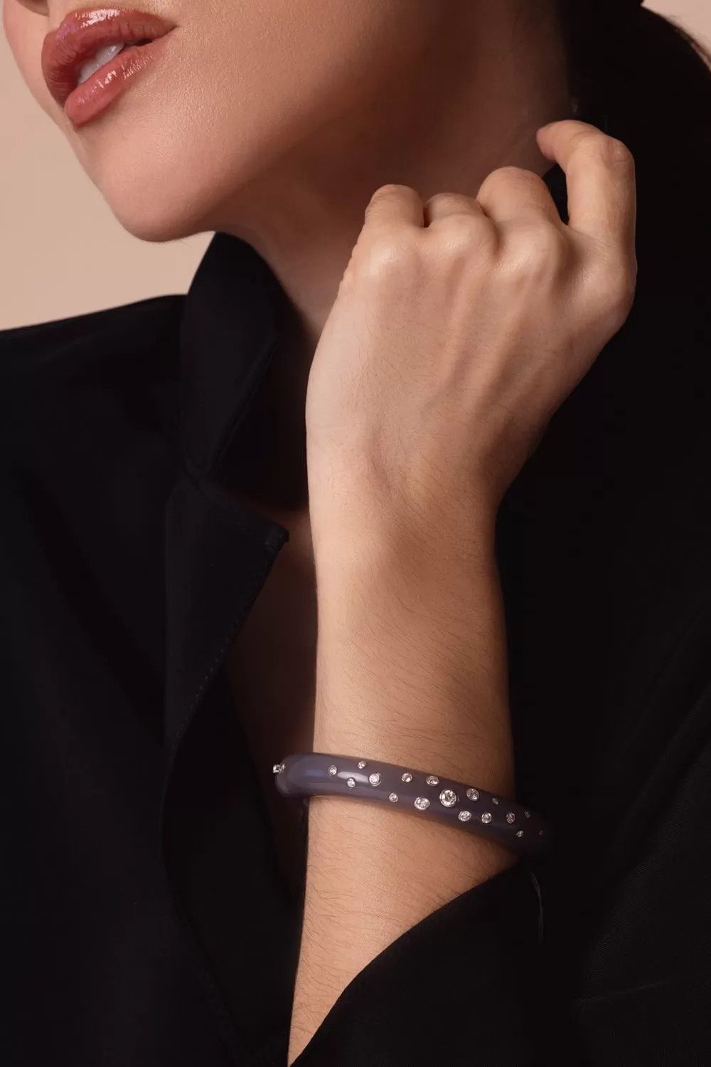 Grey Chalcedony Constellation Bangle Bracelet