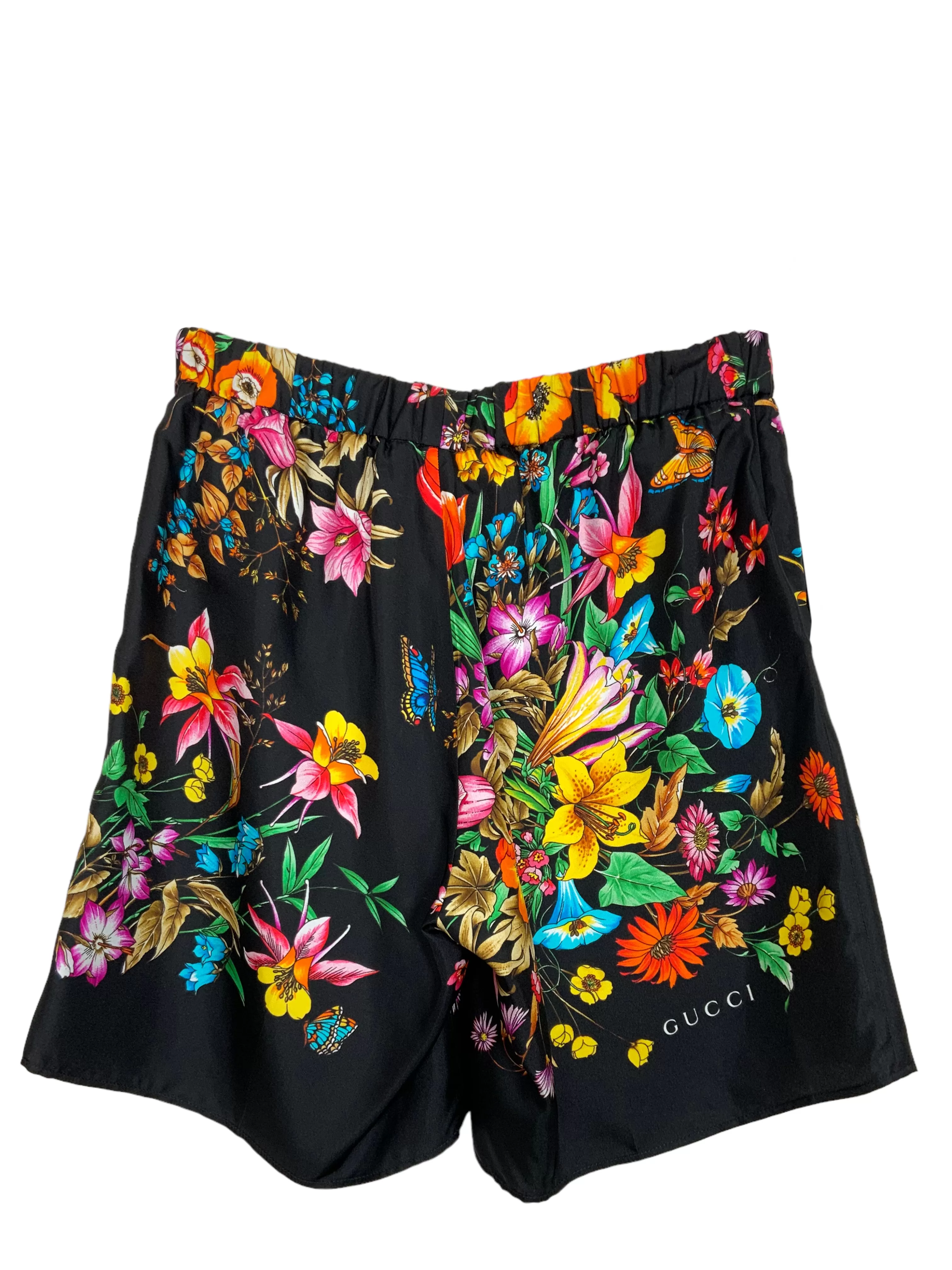 GUCCI Flora Printed Silk Shorts Size S