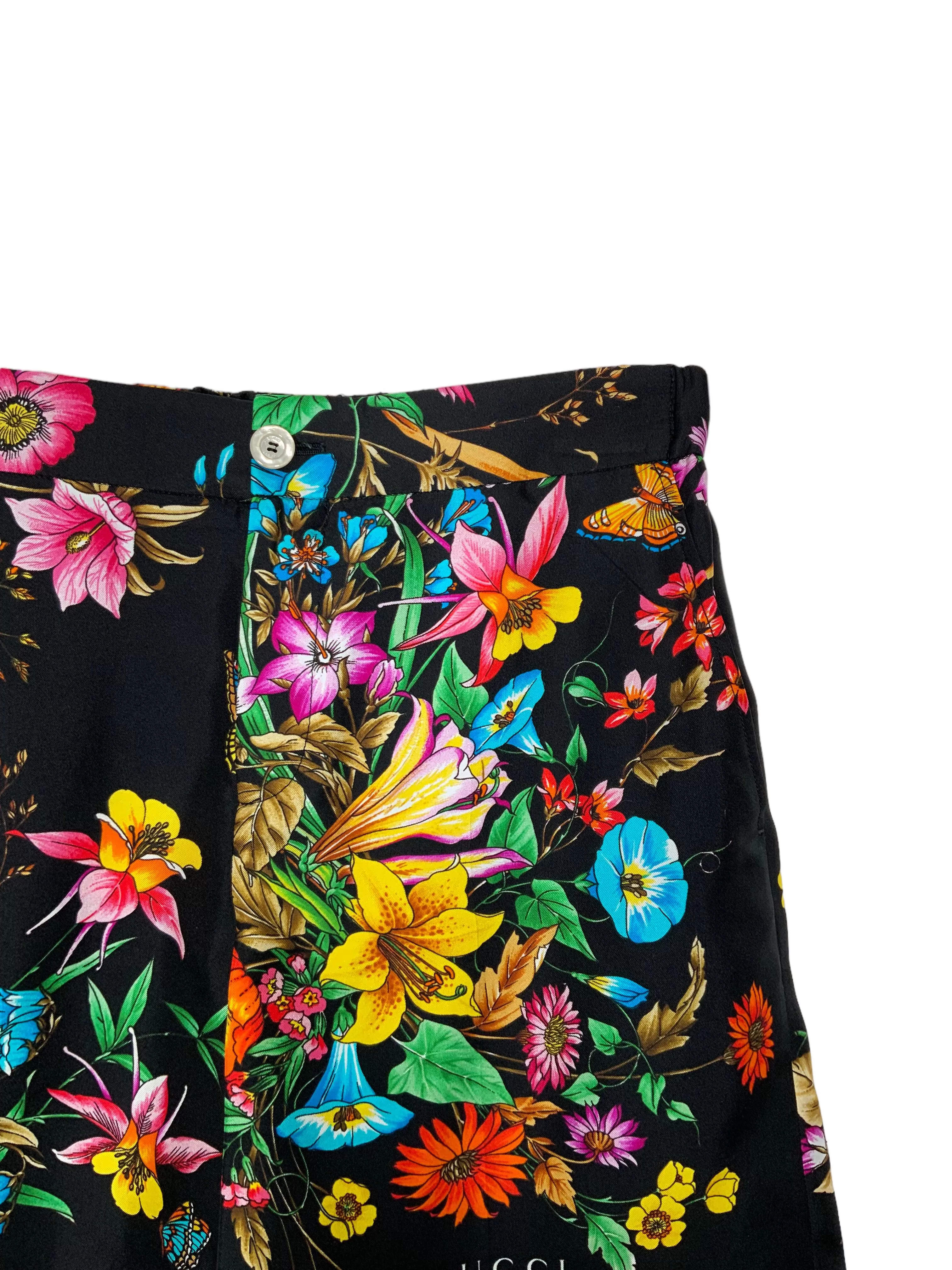 GUCCI Flora Printed Silk Shorts Size S