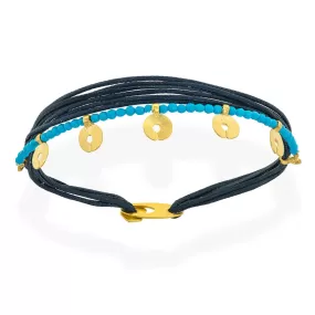 Handmade Bracelet With Gold Plated Silver Elements & Turquoise Stones