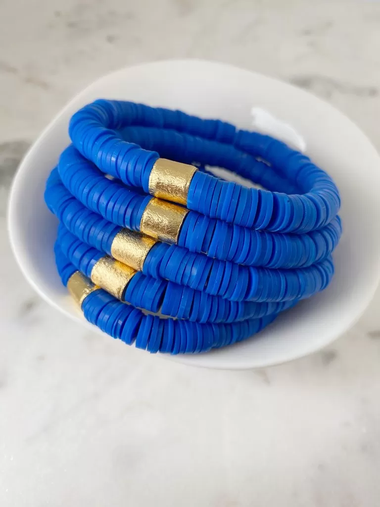 Heishi Color Pop Bracelet DIY Kit Gold Barrel