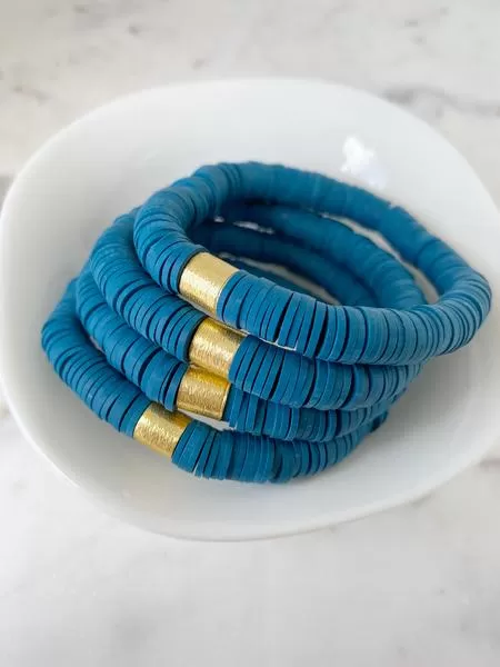 Heishi Color Pop Bracelet DIY Kit Gold Barrel