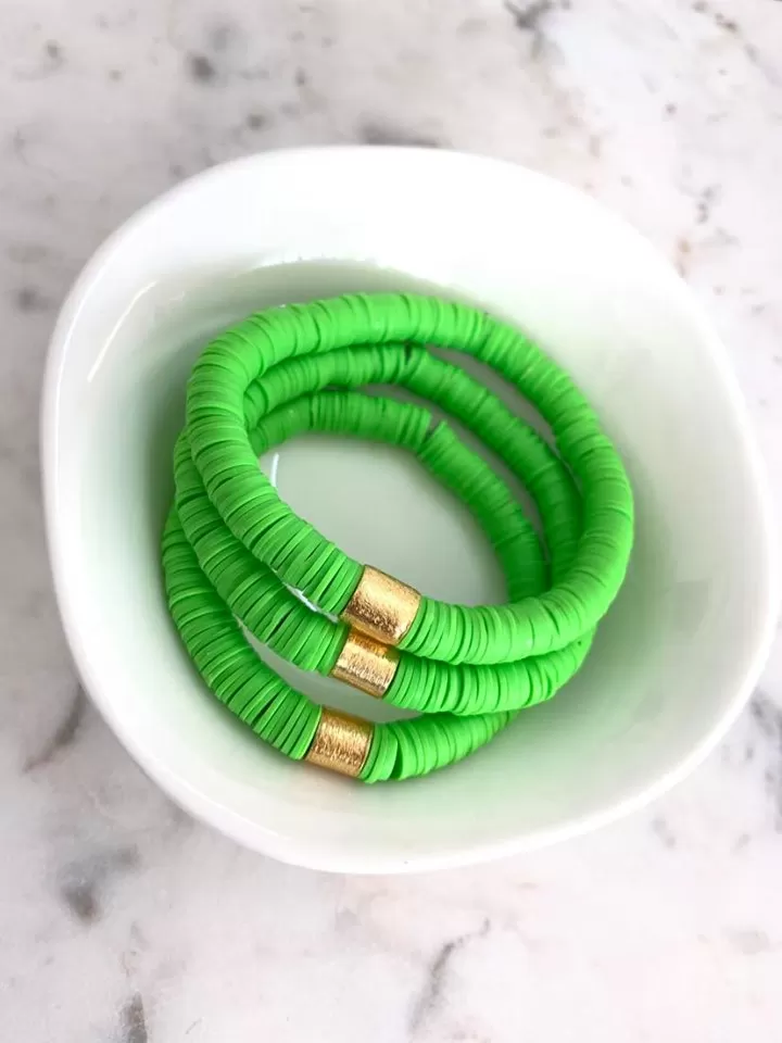 Heishi Color Pop Bracelet DIY Kit Gold Barrel