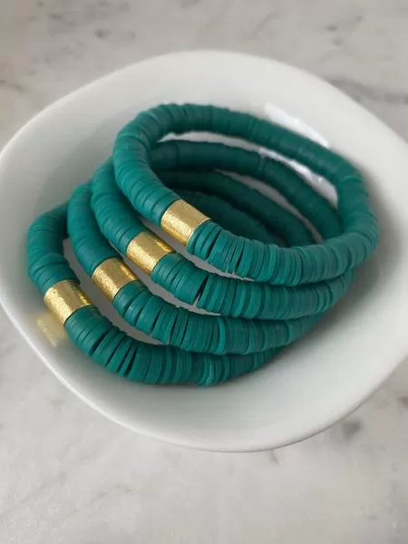 Heishi Color Pop Bracelet DIY Kit Gold Barrel