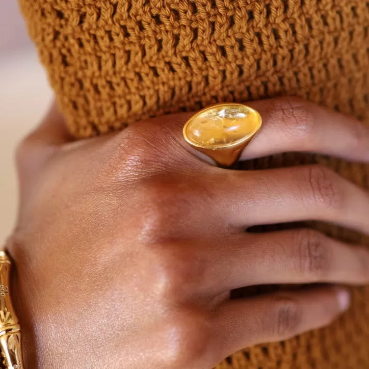 Honeycomb Citrine Ring