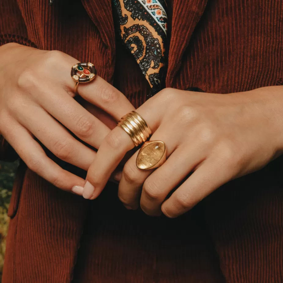 Honeycomb Citrine Ring