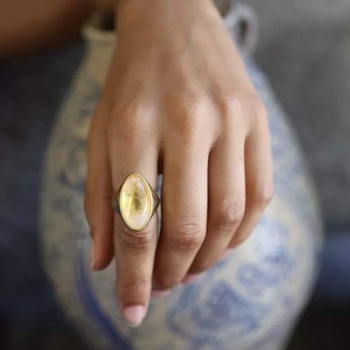 Honeycomb Citrine Ring