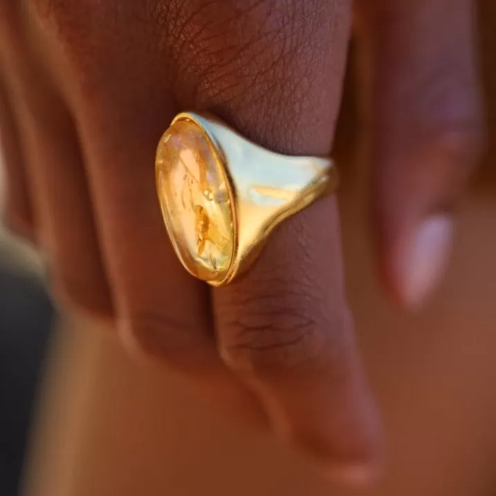 Honeycomb Citrine Ring