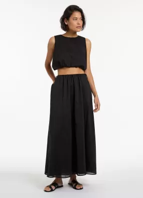 Jetset Gathered Maxi Skirt - Black