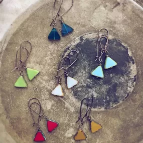 keystone // triangle dainty dangle czech glass earrings