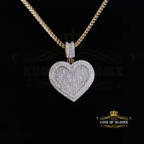 King Of Bling's 925 Silver Yellow Baguette Heart Pendant 7.50ct VVS D Clr. Moissanite for He/She