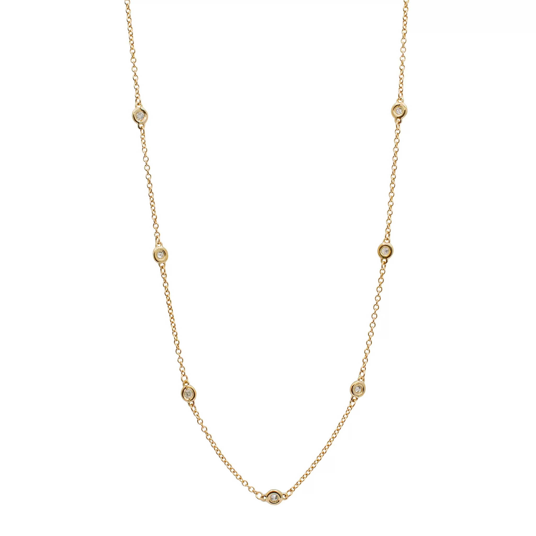 Ladies 14K Yellow Gold by the Yard Diamond Chain Necklace