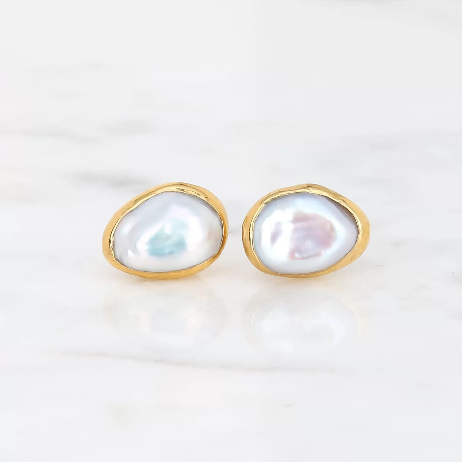 Large Raw Pearl Stud Earring