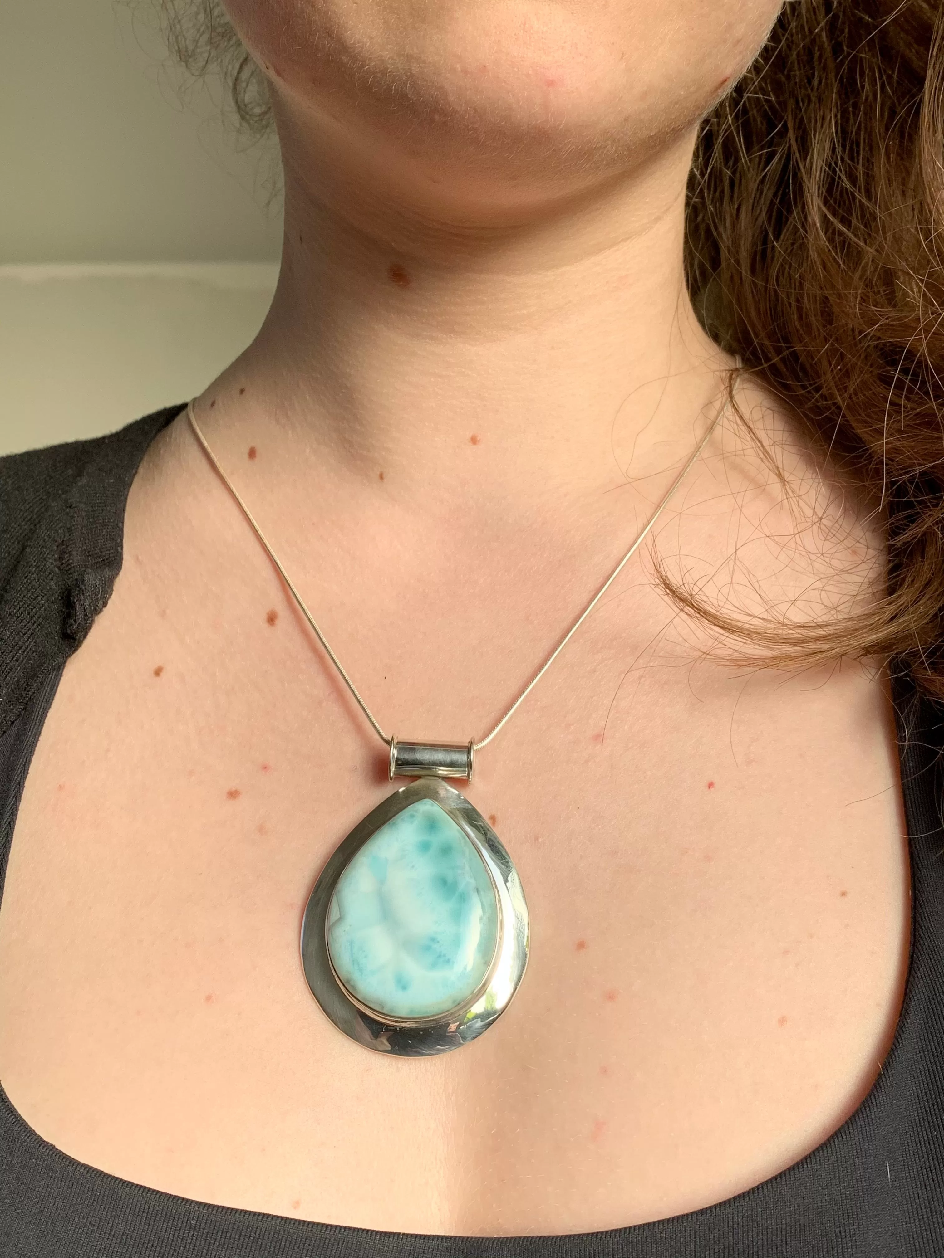 Larimar Gaia Pendant - XLarge Chunky Drop (One of a kind)