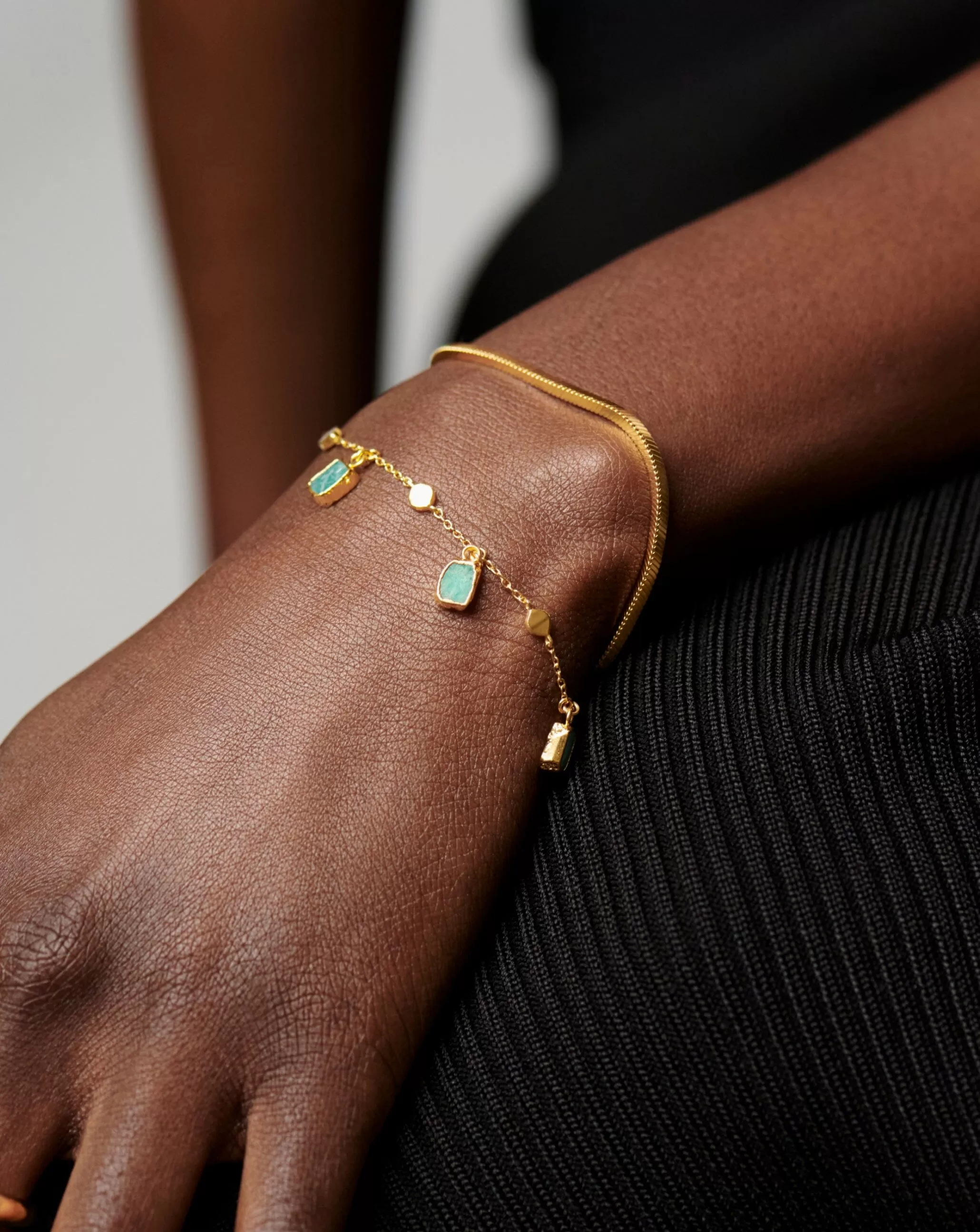 Lena Charm Bracelet | 18ct Gold Plated Vermeil/Amazonite