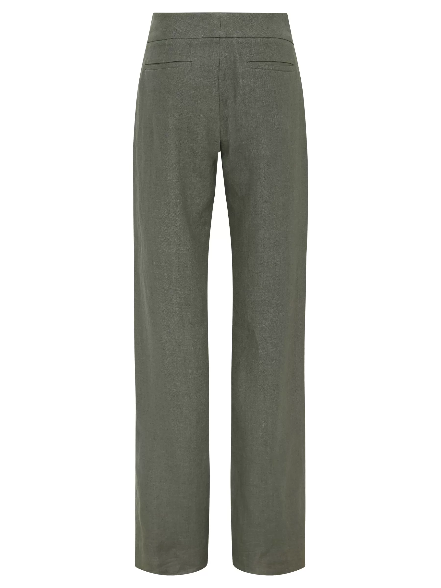 Linen Mid Rise Straight Pants