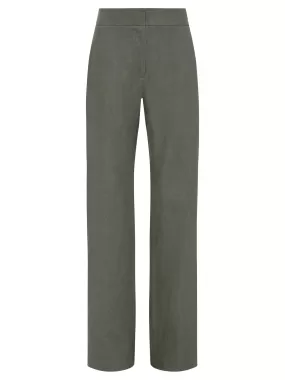 Linen Mid Rise Straight Pants