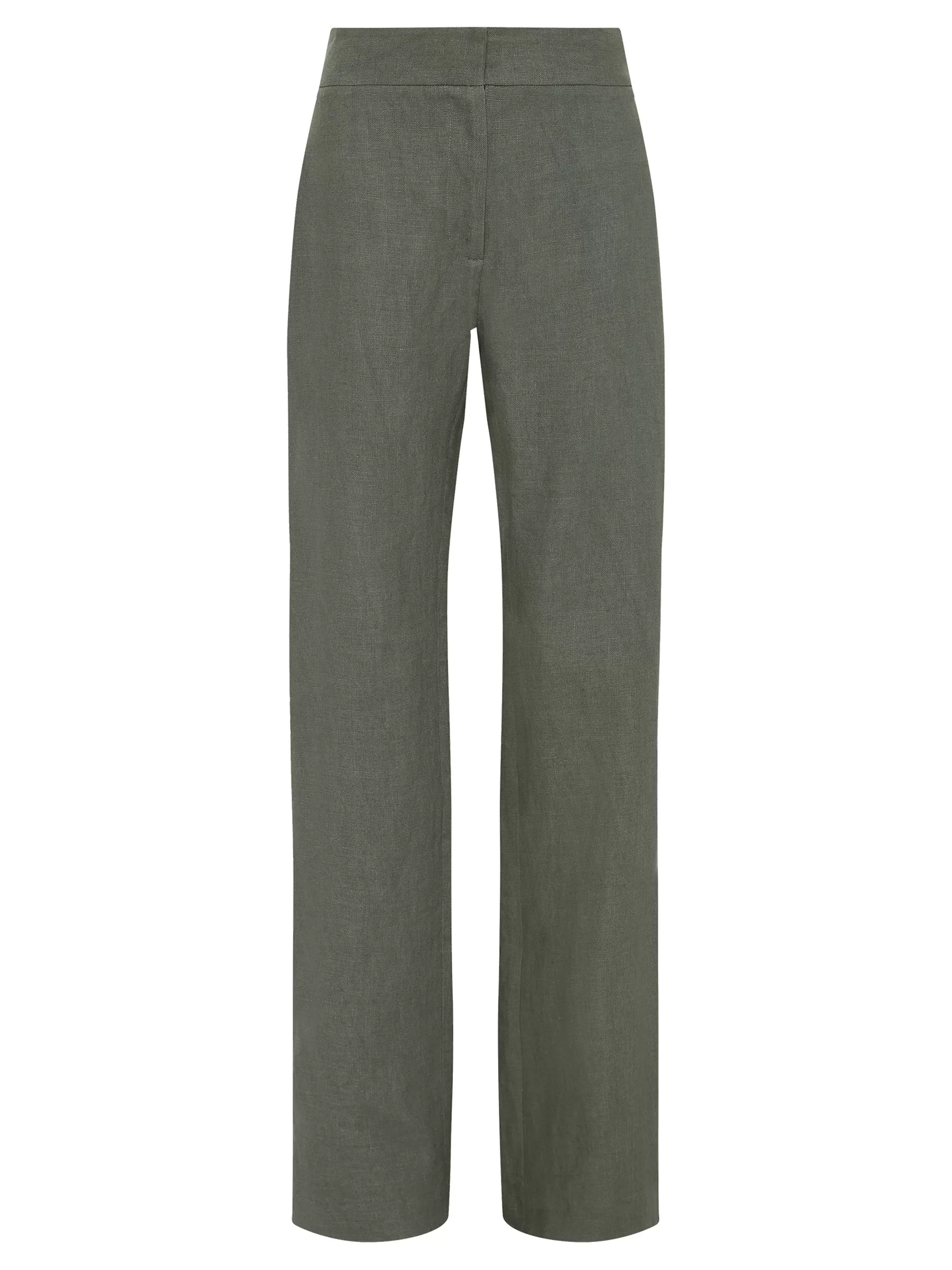 Linen Mid Rise Straight Pants