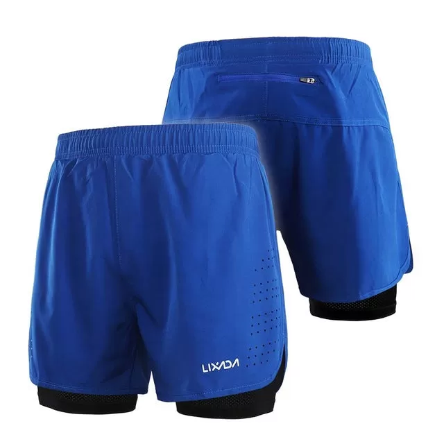 Lixada Men's 2 in 1 Running Shorts Mens Sports Shorts Quick Drying Training Exercise Jogging Cycling Shorts with Longer Liner