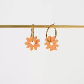 Marguerite Daisy Hoop Earrings in Tangerine