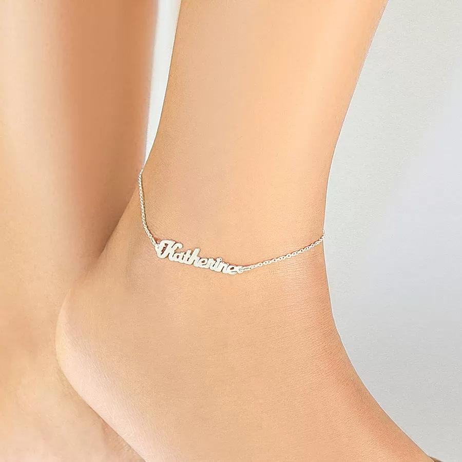 Mini Name Plate Ankle Bracelets