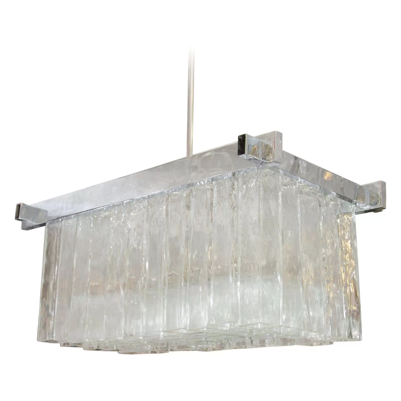 Modern Camer Murano Glass Chandelier with Square Tubular Pendants